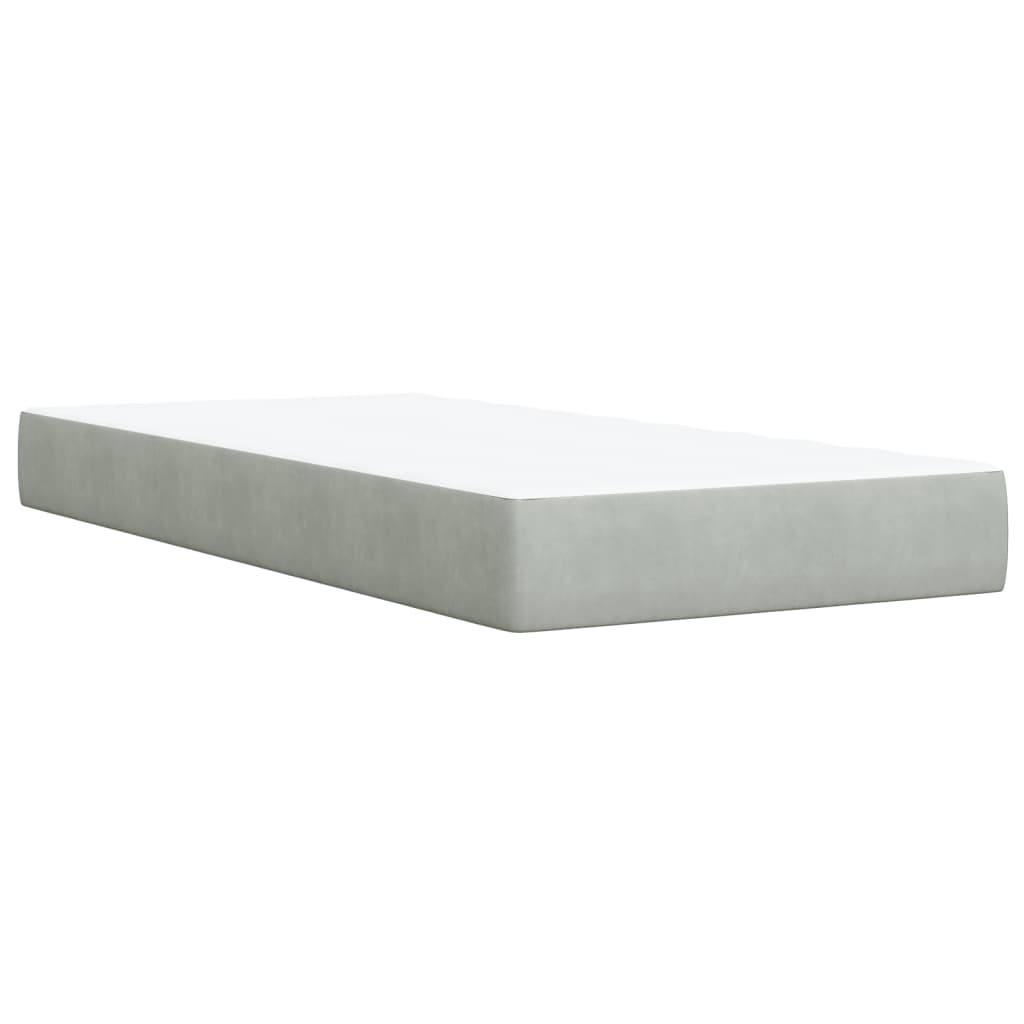 vidaXL Boxspring met matras fluweel lichtgrijs 80x200 cm