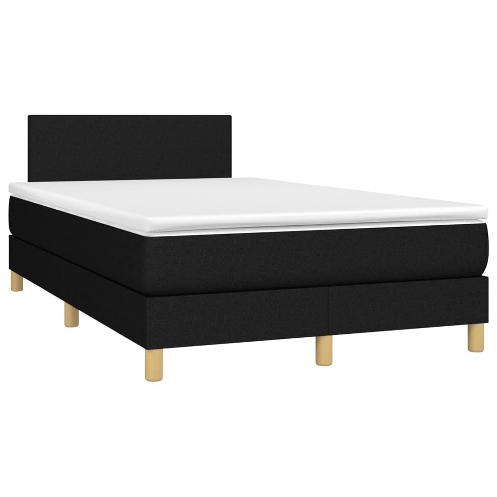 vidaXL Boxspring met matras en LED stof zwart 120x200 cm