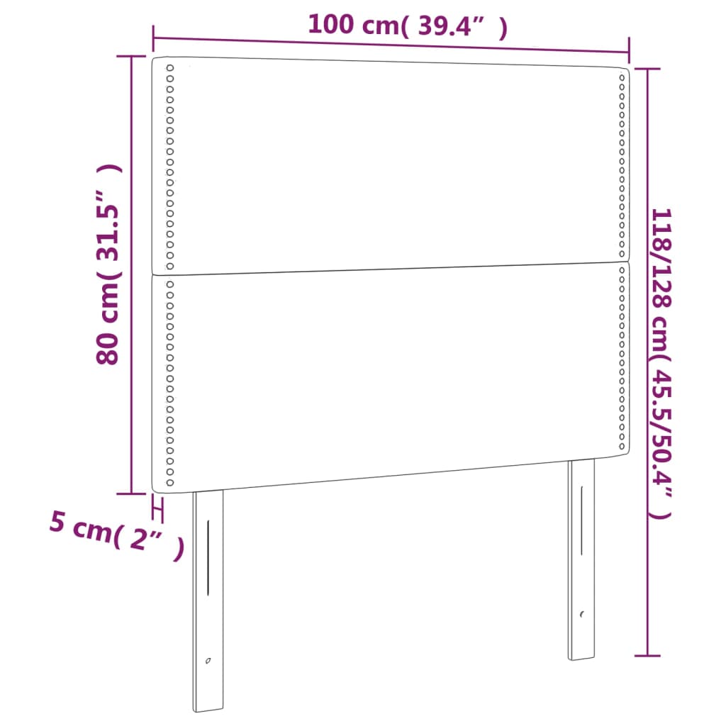 vidaXL Hoofdborden 2 st 100x5x78/88 cm kunstleer crèmekleurig