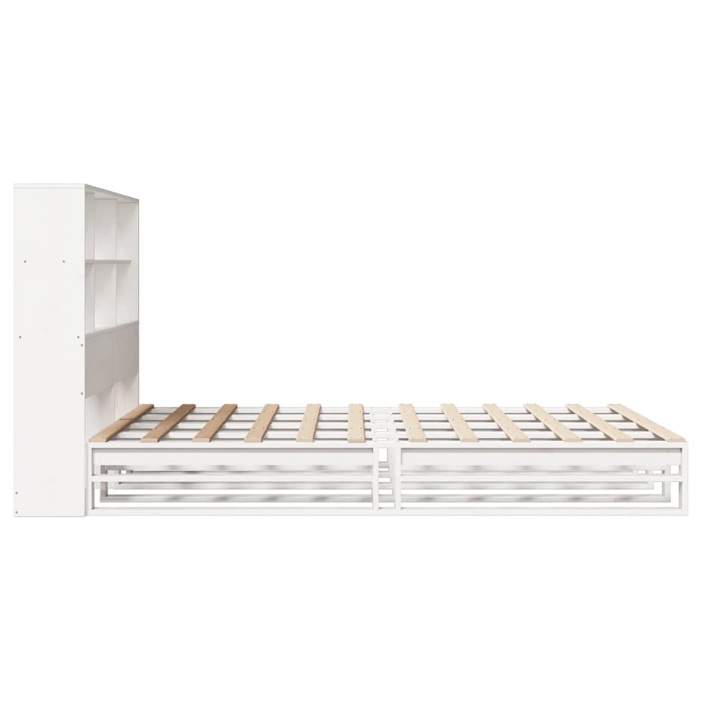 vidaXL Bed met boekenkast zonder matras massief hout wit 120x190 cm