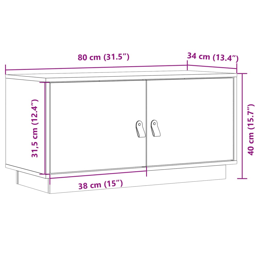 vidaXL Tv-meubel 80x34x40 cm massief grenenhout grijs