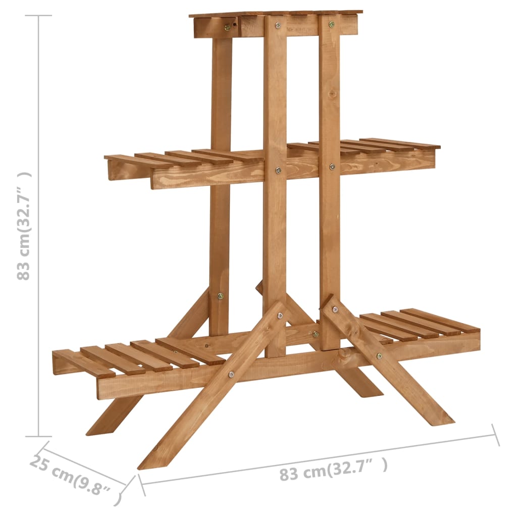 vidaXL Plantenstandaard 83x25x83 cm vurenhout