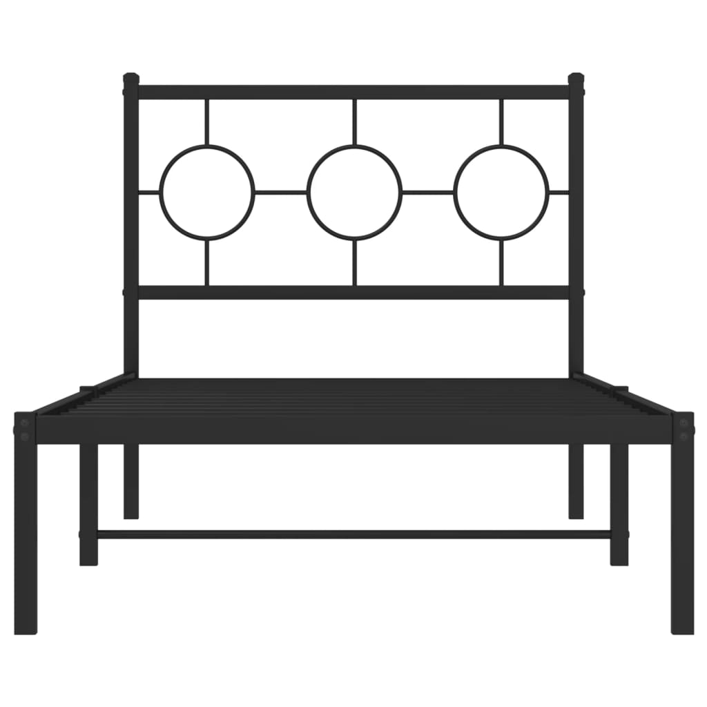 vidaXL Bedframe met hoofdbord metaal zwart 90x200 cm