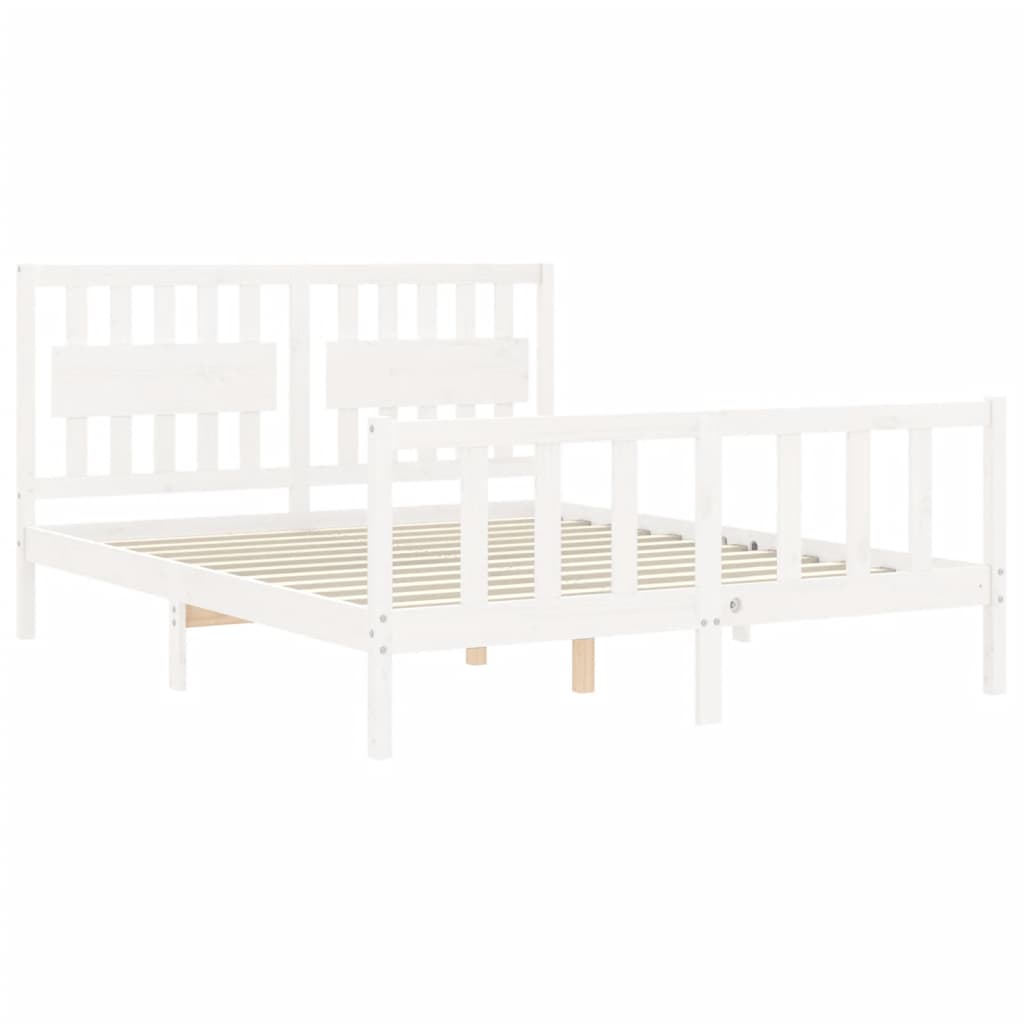 vidaXL Bedframe met hoofdbord massief hout wit