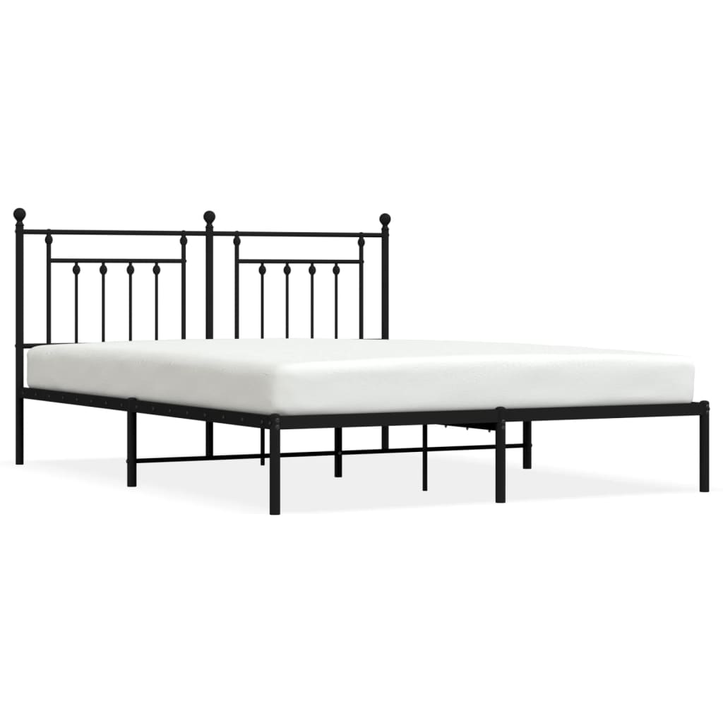 vidaXL Bedframe met hoofdbord metaal zwart 183x213 cm