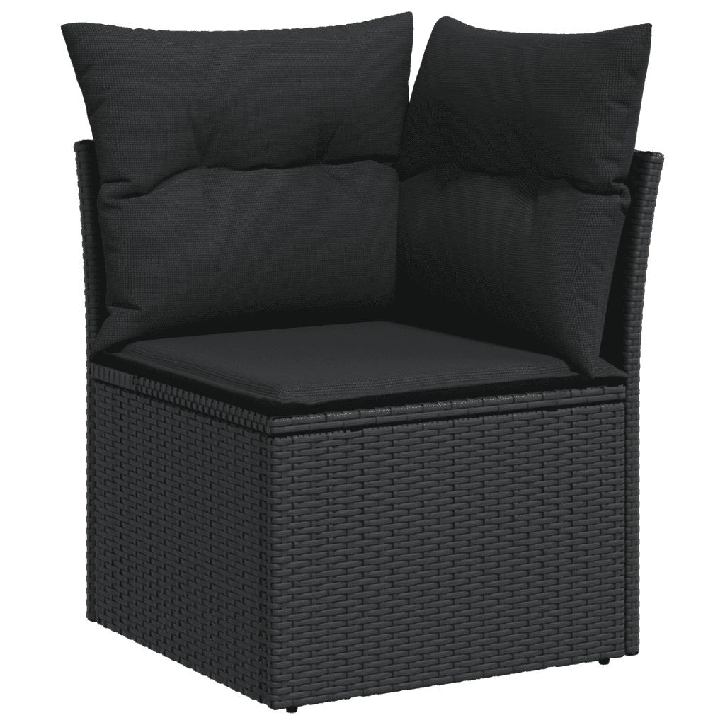 vidaXL 14-delige Loungeset met kussens poly rattan zwart