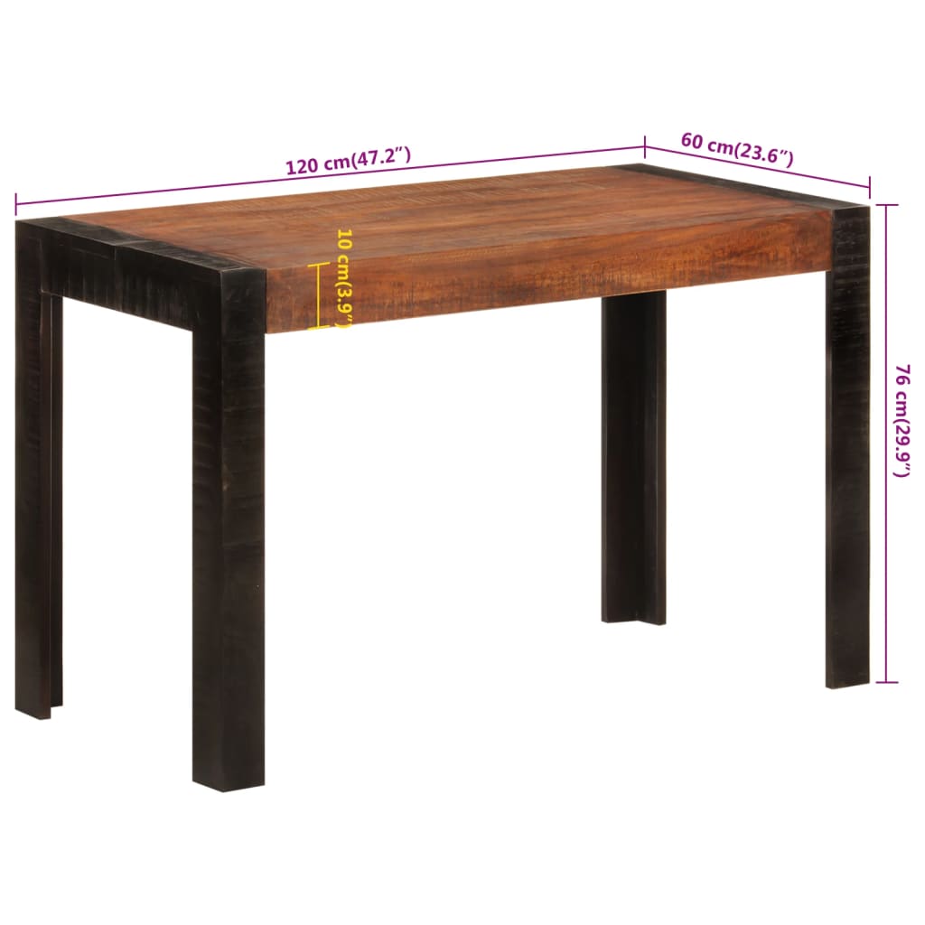 vidaXL Eettafel 120x60x76 cm massief mangohout honingbruin