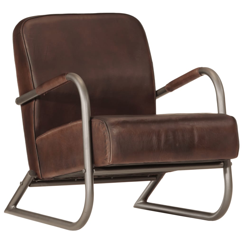 vidaXL Fauteuil echt leer bruin