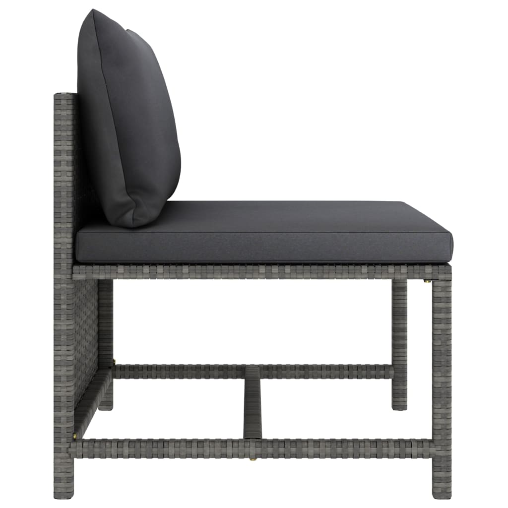 vidaXL 3-delige Loungeset met kussens poly rattan grijs