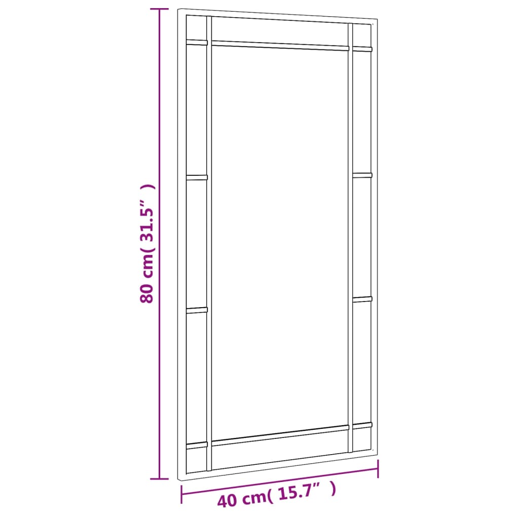 vidaXL Wandspiegel rechthoekig 40x80 cm ijzer zwart