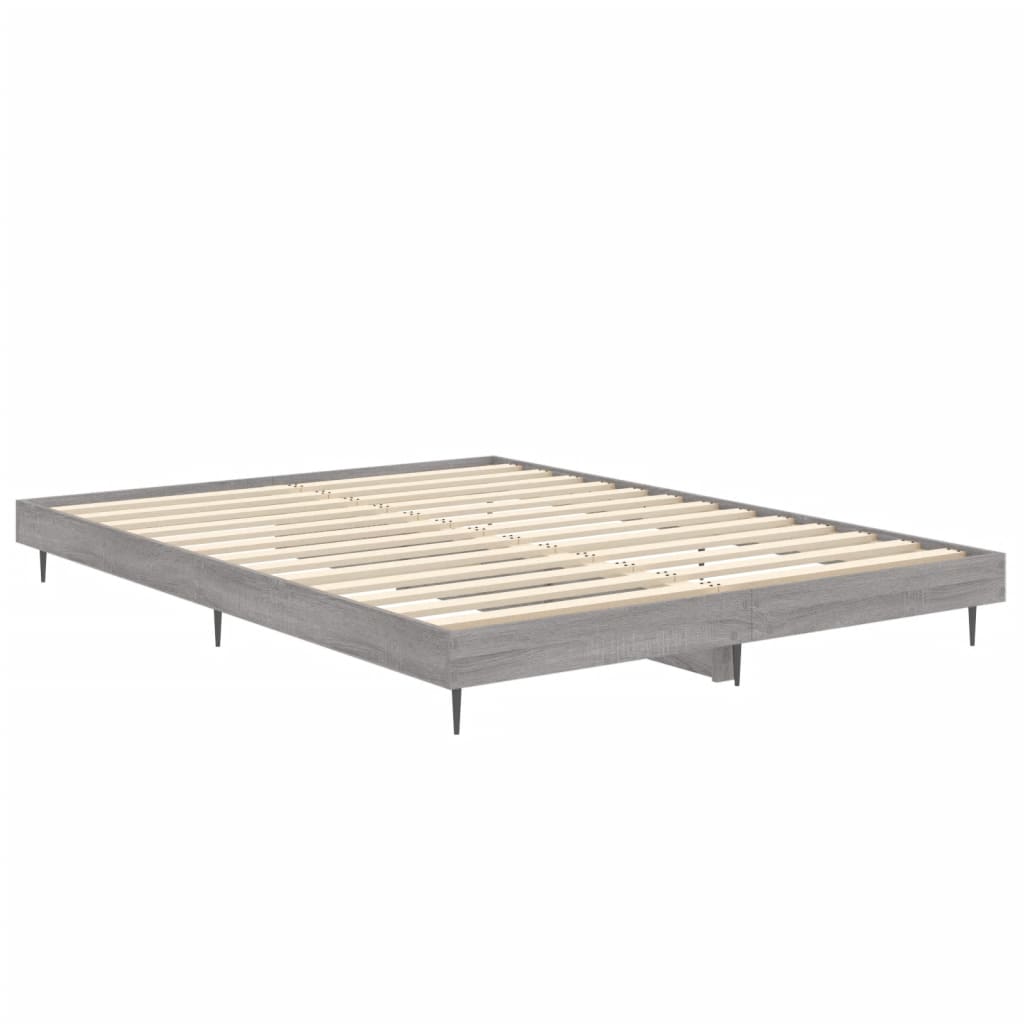 vidaXL Bedframe bewerkt hout grijs sonoma eikenkleurig 140x190 cm