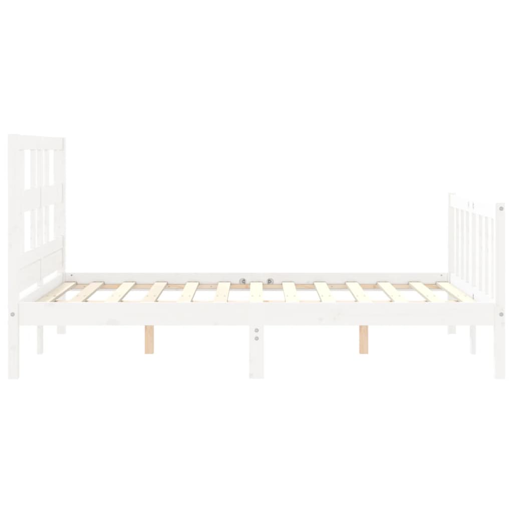 vidaXL Bedframe met hoofdbord massief hout wit 140x200 cm