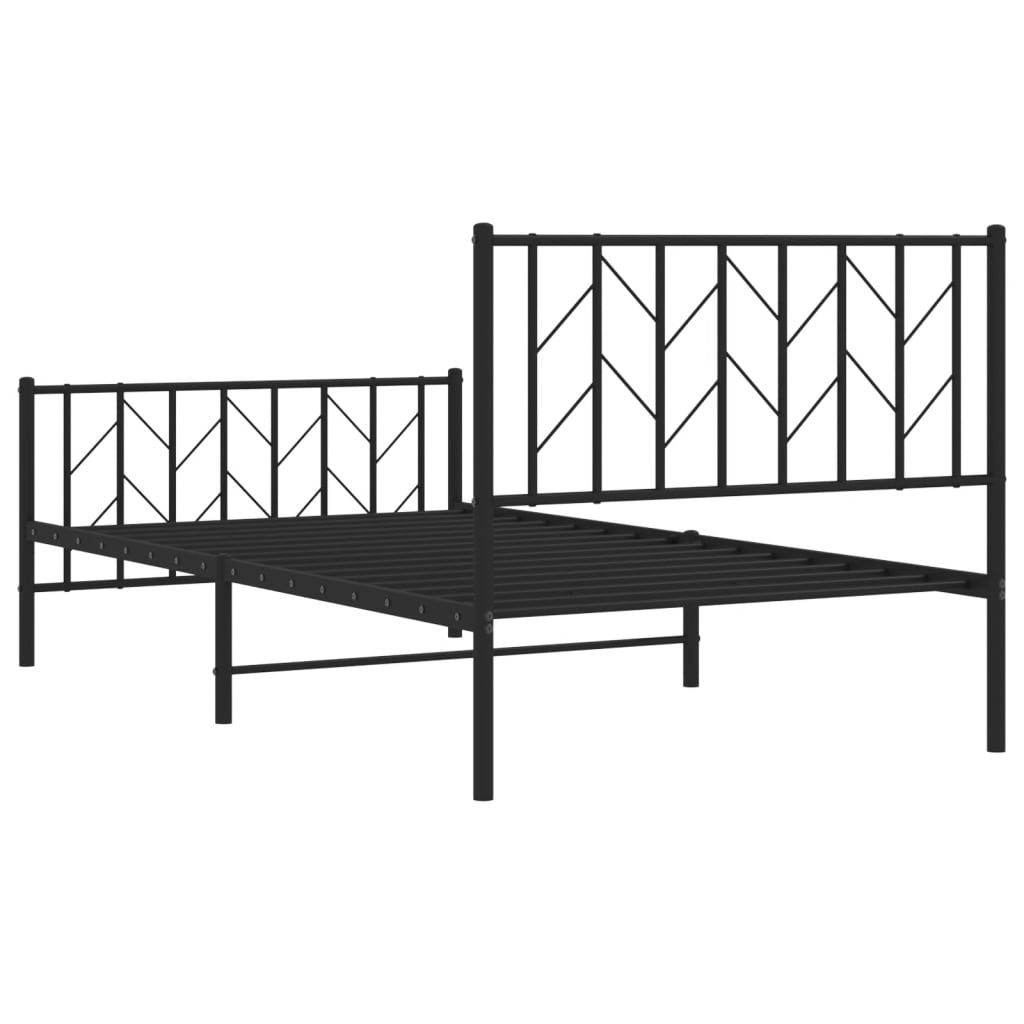 vidaXL Bedframe met hoofd- en voeteneinde metaal zwart 100x200 cm