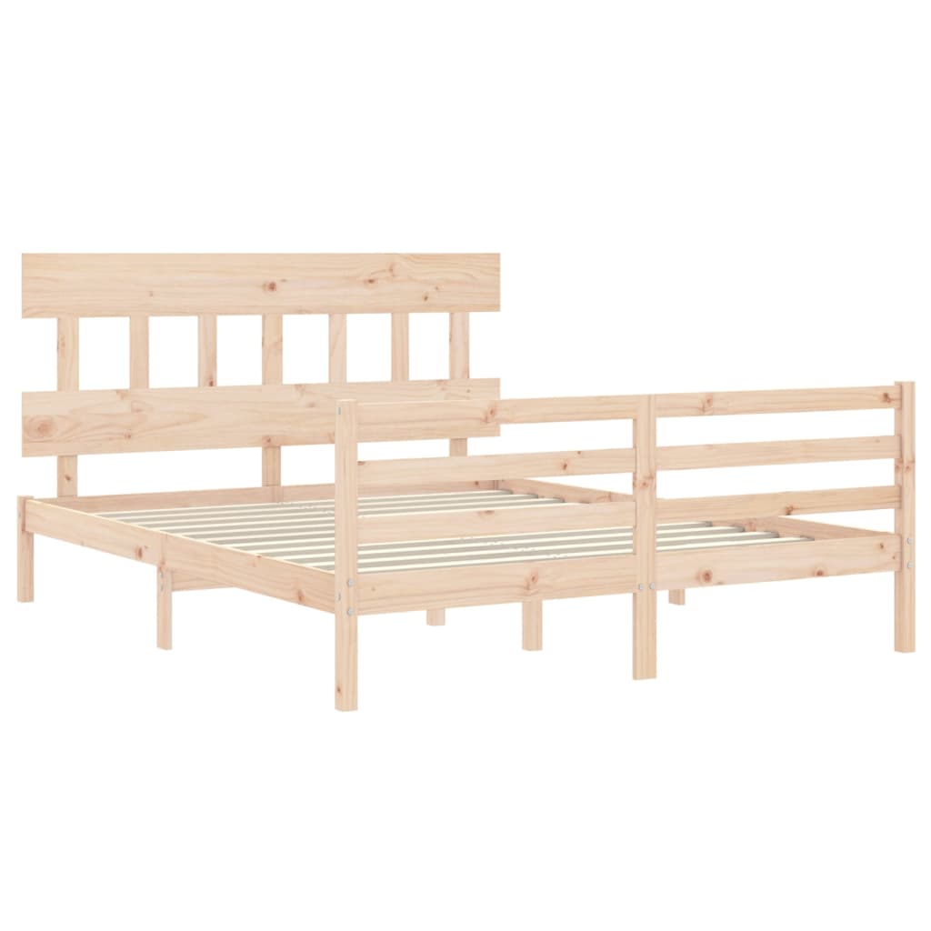 vidaXL Bedframe met hoofdbord massief hout