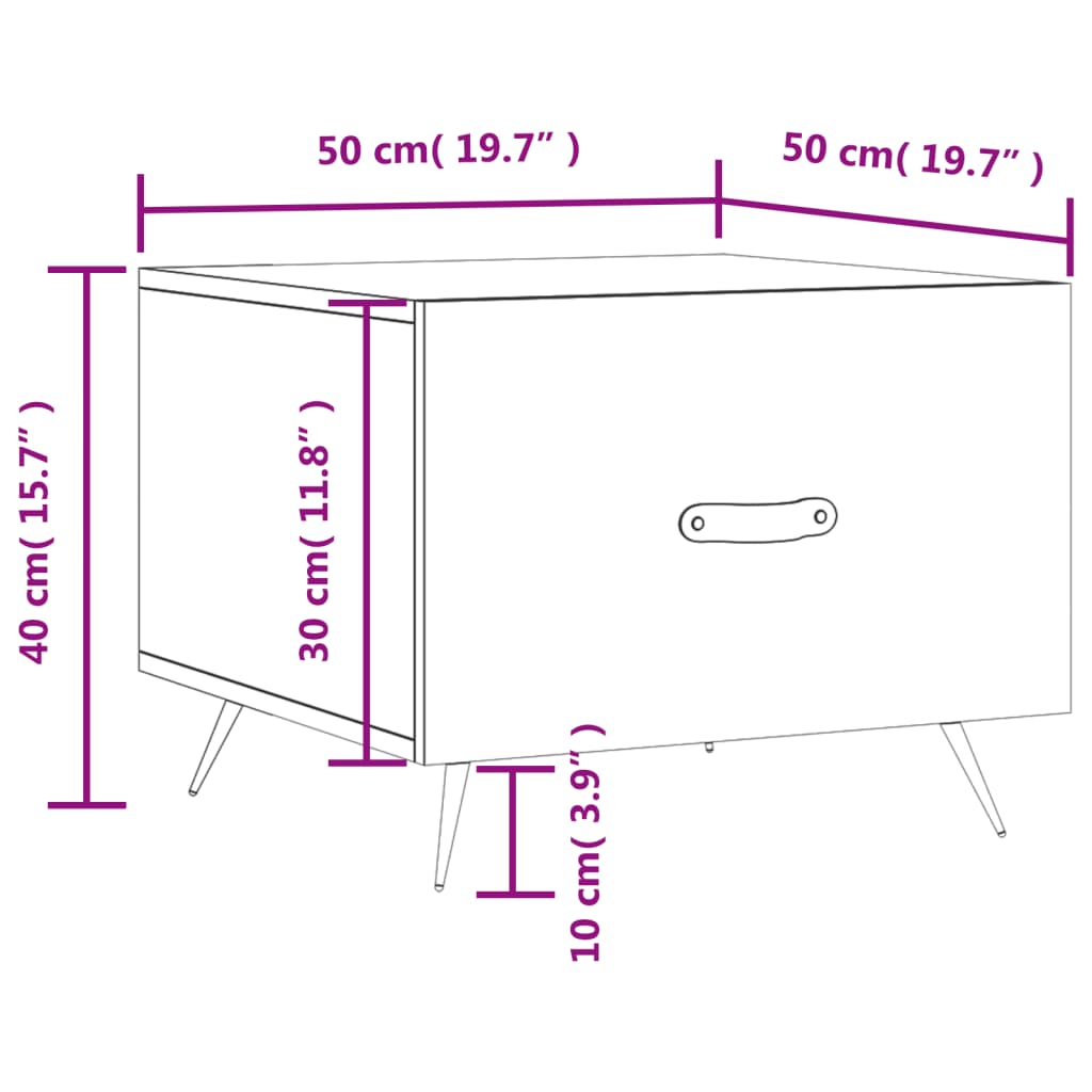 vidaXL Salontafels 2 st 50x50x40 cm bewerkt hout hoogglans wit