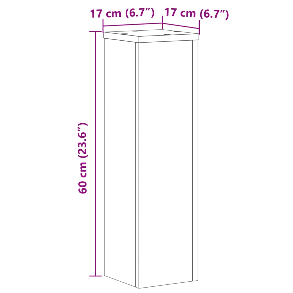 vidaXL Plantenstandaards 2 st 17x17x60 cm bewerkt hout zwart