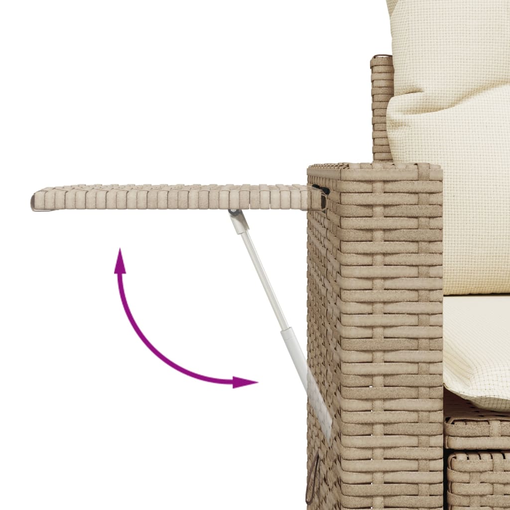 vidaXL Tuinbank 2-zits met kussens poly rattan beige