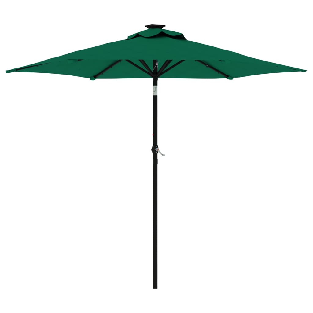 vidaXL Parasol met LED's en stalen paal 225x225x212 cm groen