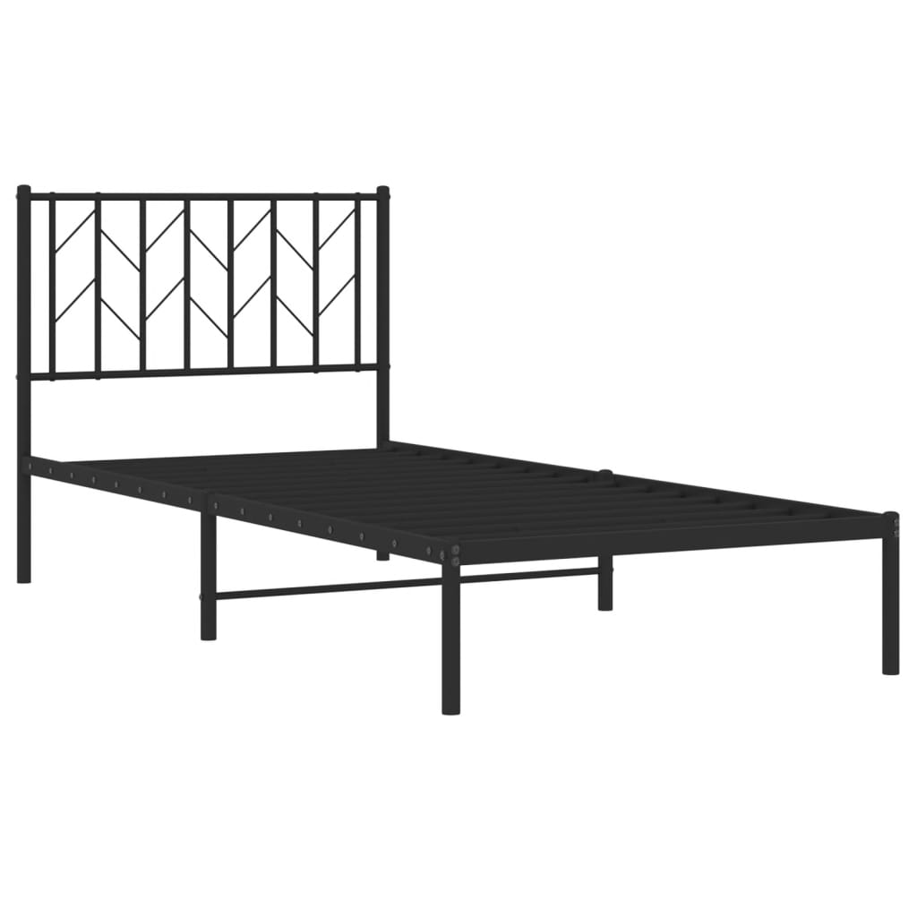 vidaXL Bedframe met hoofdbord metaal zwart 90x200 cm