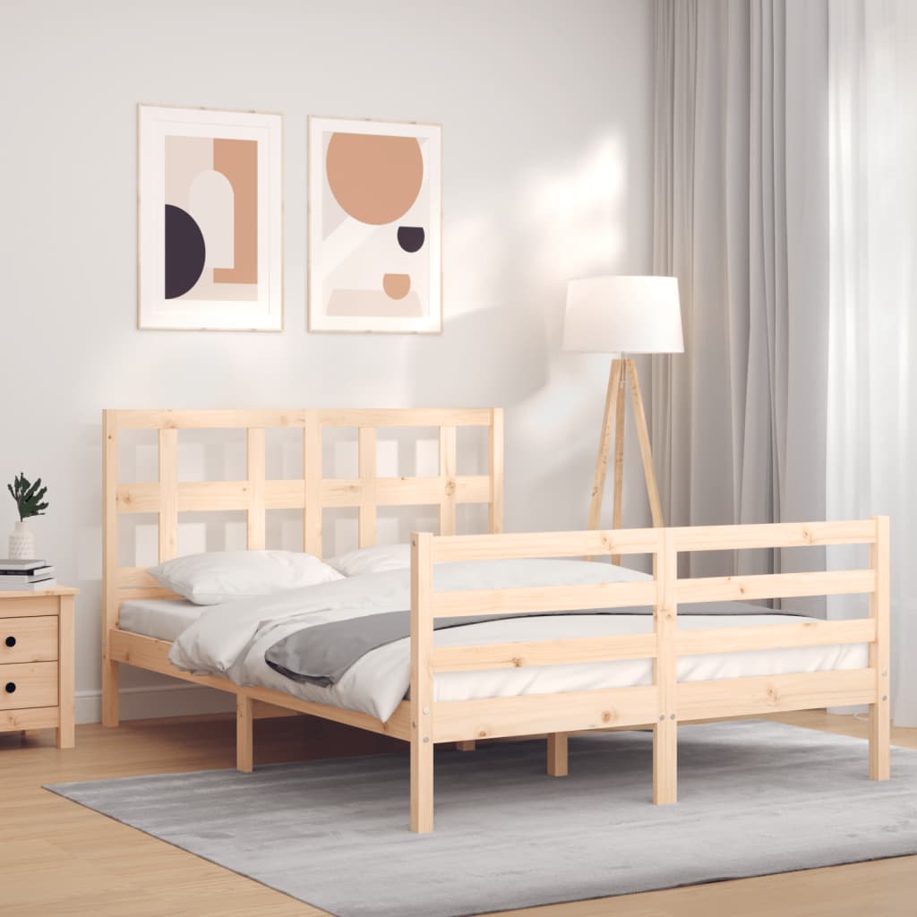 vidaXL Bedframe met hoofdbord massief hout