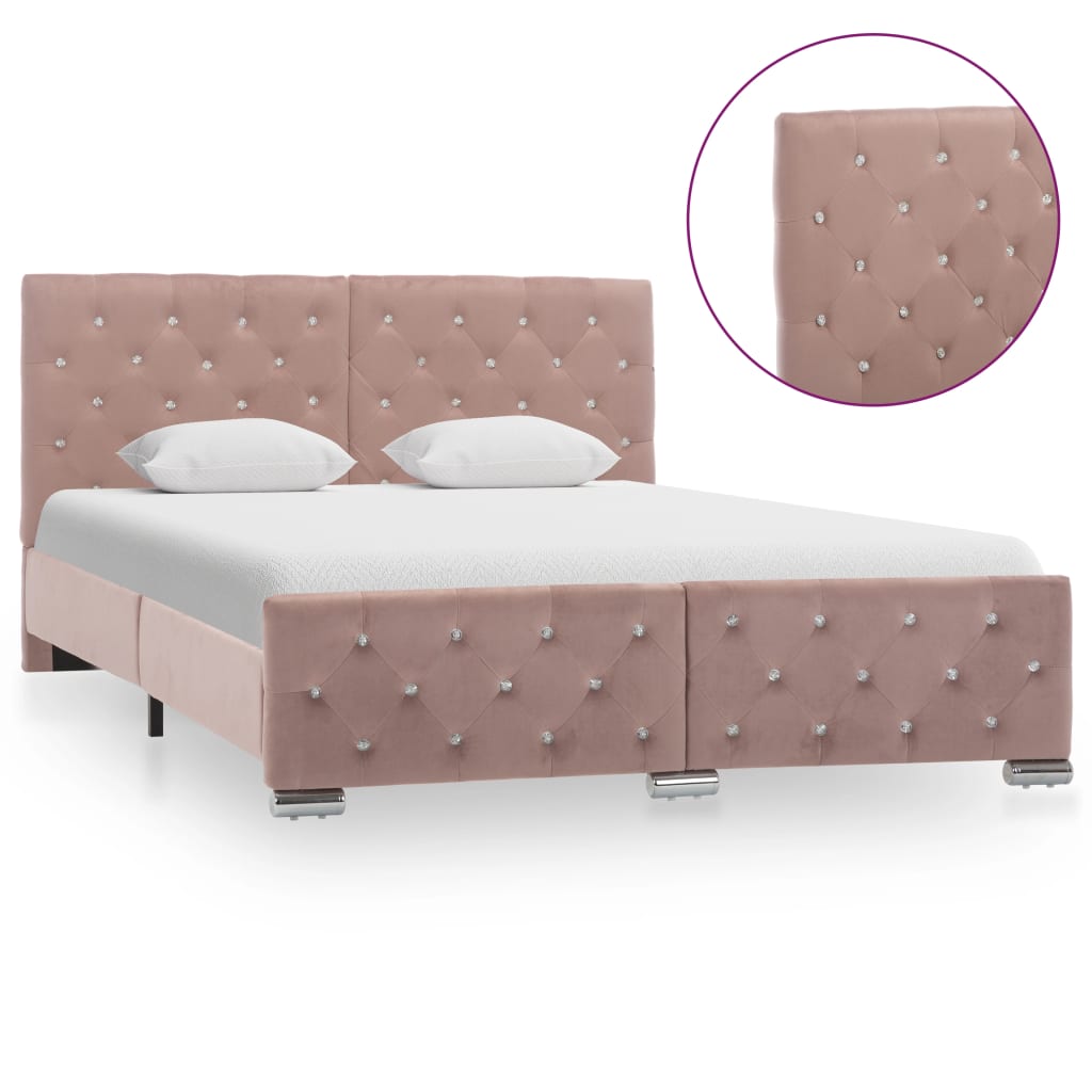 vidaXL Bedframe fluweel roze 140x200 cm