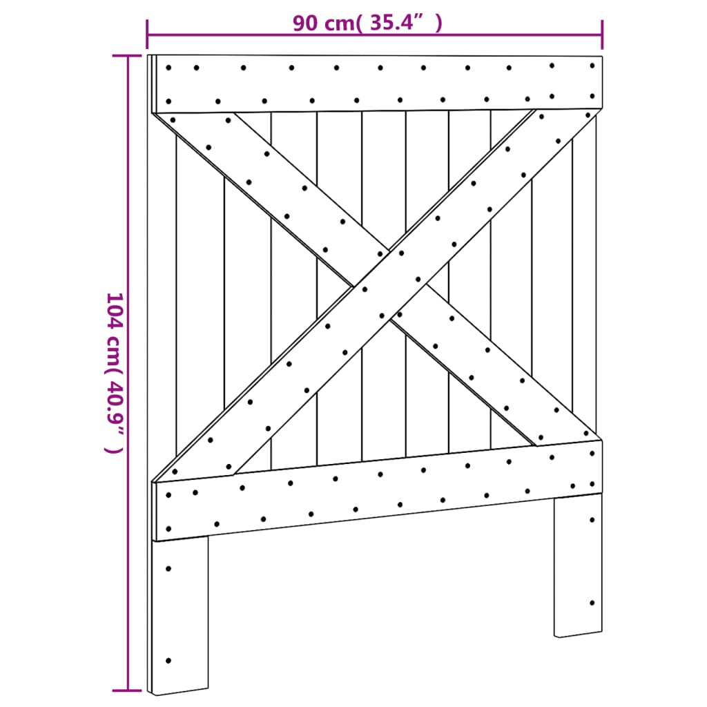 vidaXL Hoofdbord 90x104 cm massief grenenhout