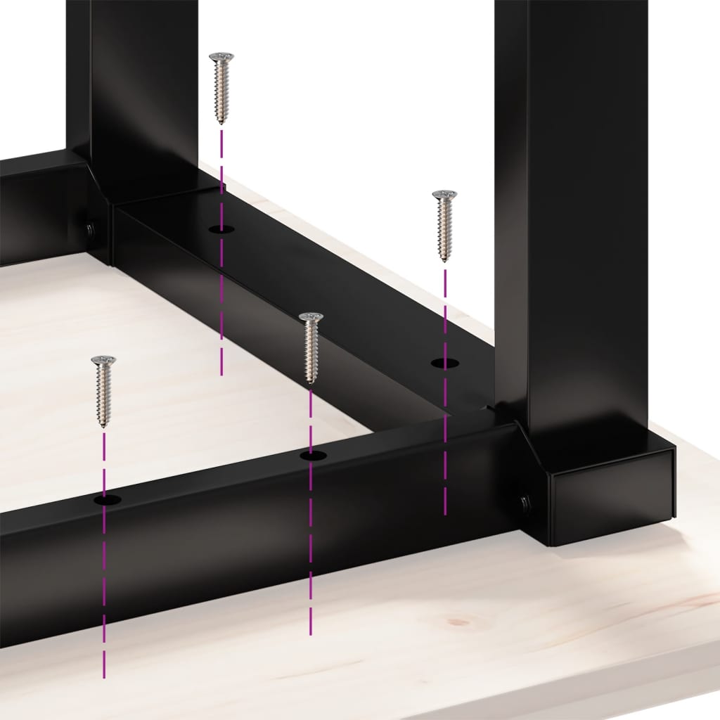 vidaXL Eettafel O-frame 60x60x75 cm massief grenenhout en gietijzer