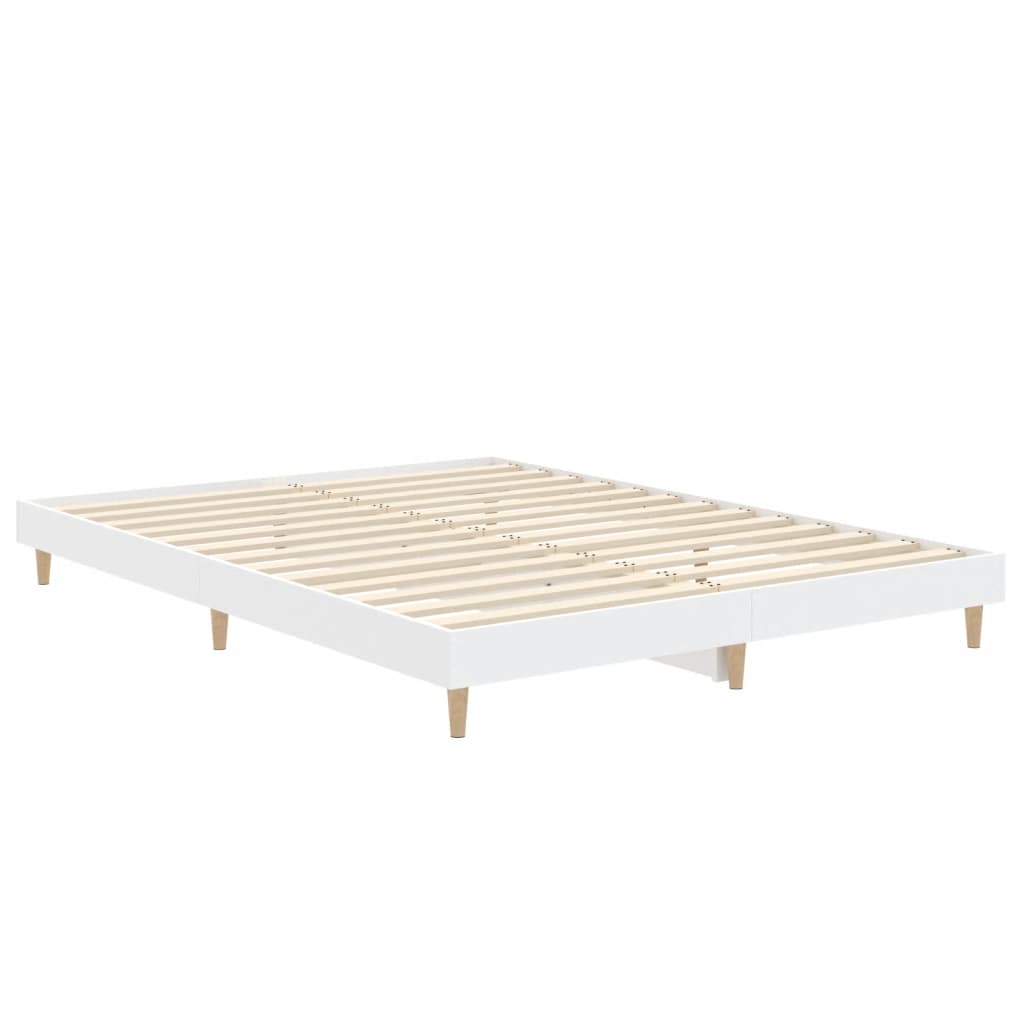 vidaXL Bedframe LED massief hout wit 140x190 cm