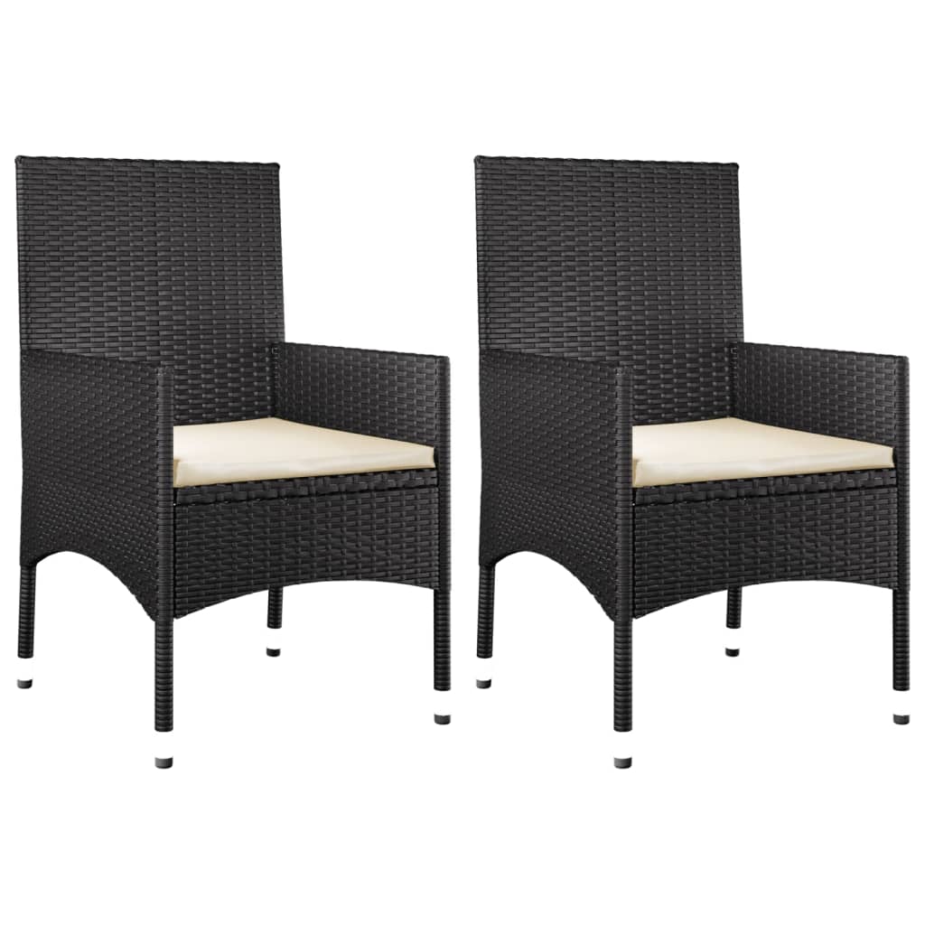 vidaXL 4-delige Loungeset met kussens poly rattan zwart