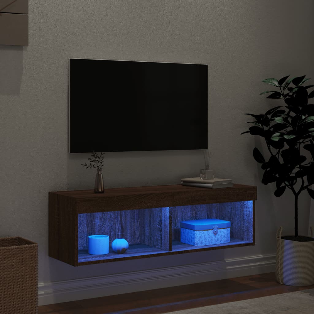 vidaXL Tv-meubel met LED-verlichting 100x30x30 cm bruin eikenkleur