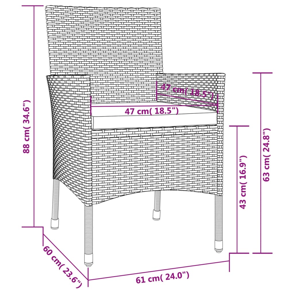 vidaXL 9-delige Tuinset poly rattan zwart