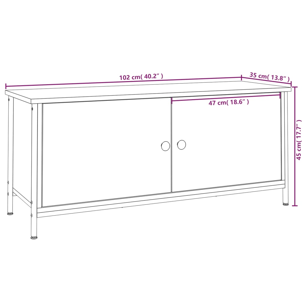 vidaXL Tv-meubel 102x35x45 cm bewerkt hout sonoma eikenkleurig