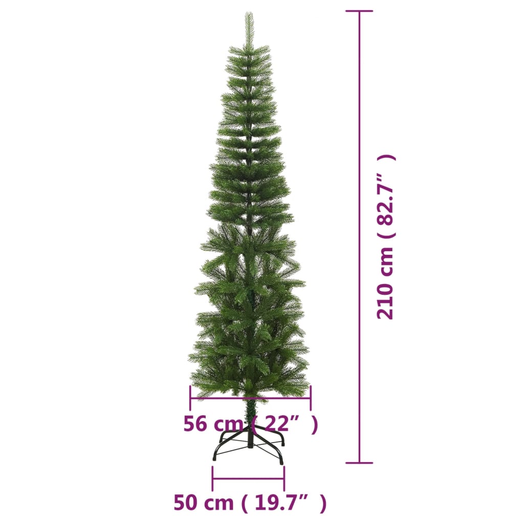 vidaXL Kunstkerstboom met standaard smal 210 cm PE