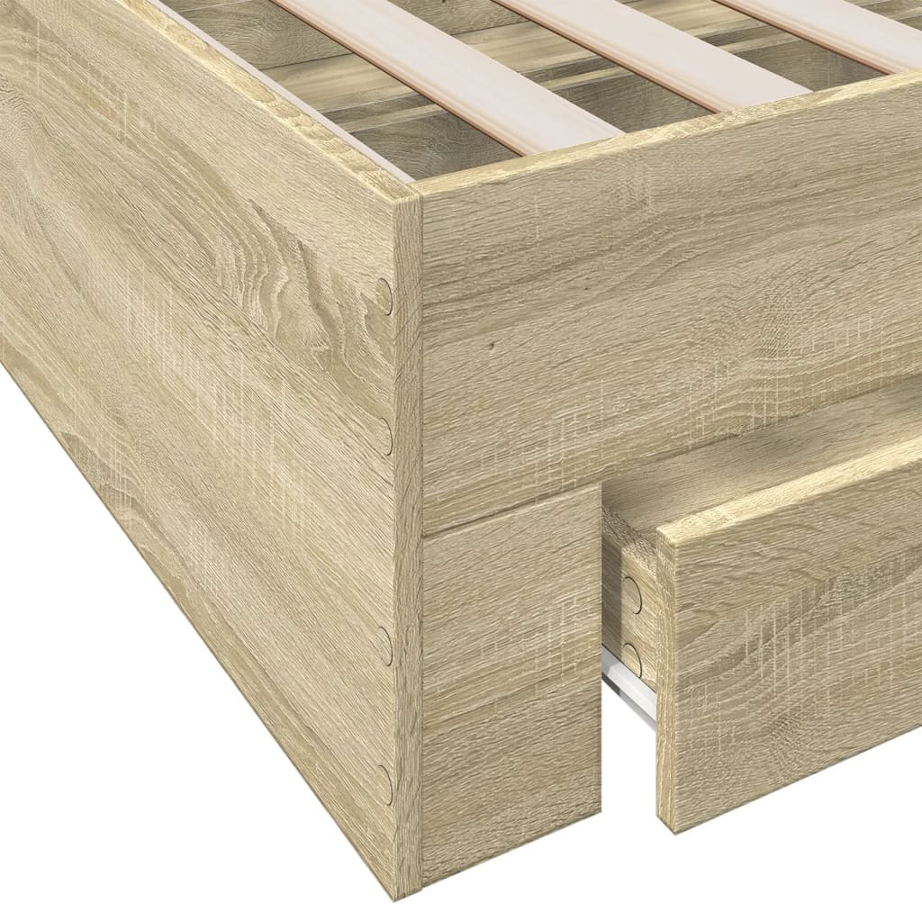 vidaXL Bedframe met lades bewerkt hout sonoma eikenkleurig 140x200 cm