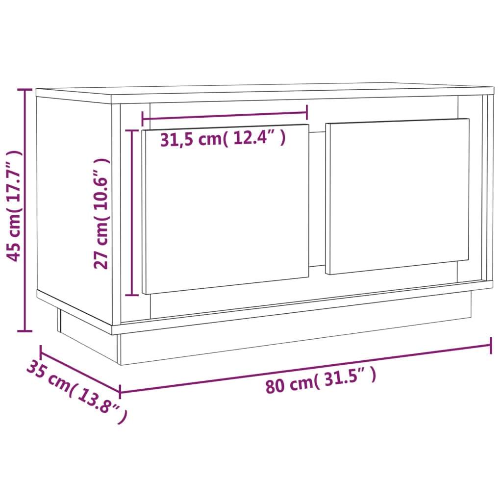 vidaXL Tv-meubel 80x35x45 cm bewerkt hout grijs sonoma eikenkleurig