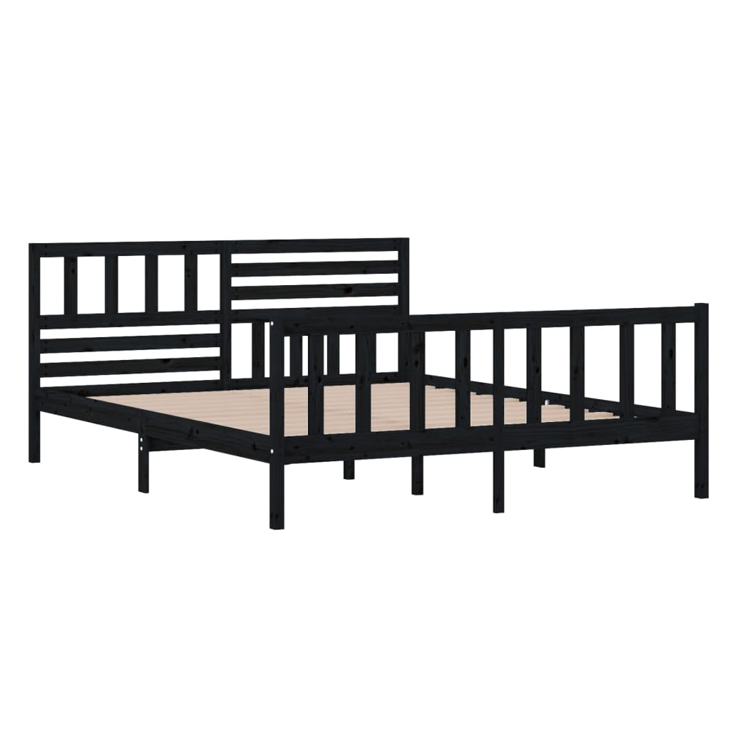 vidaXL Bedframe massief hout zwart 120x200 cm