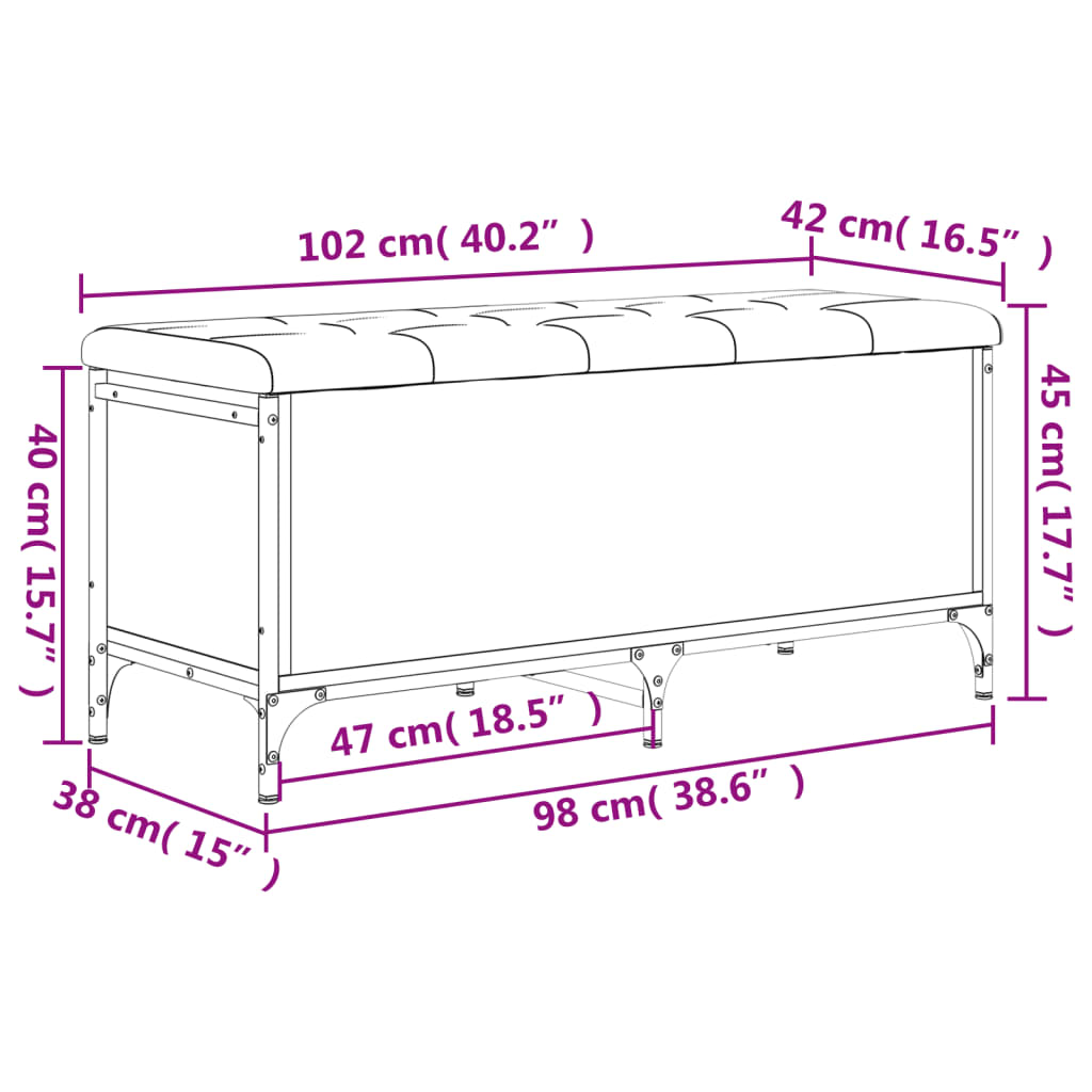 vidaXL Opbergbankje 102x42x45 cm bewerkt hout sonoma eikenkleurig