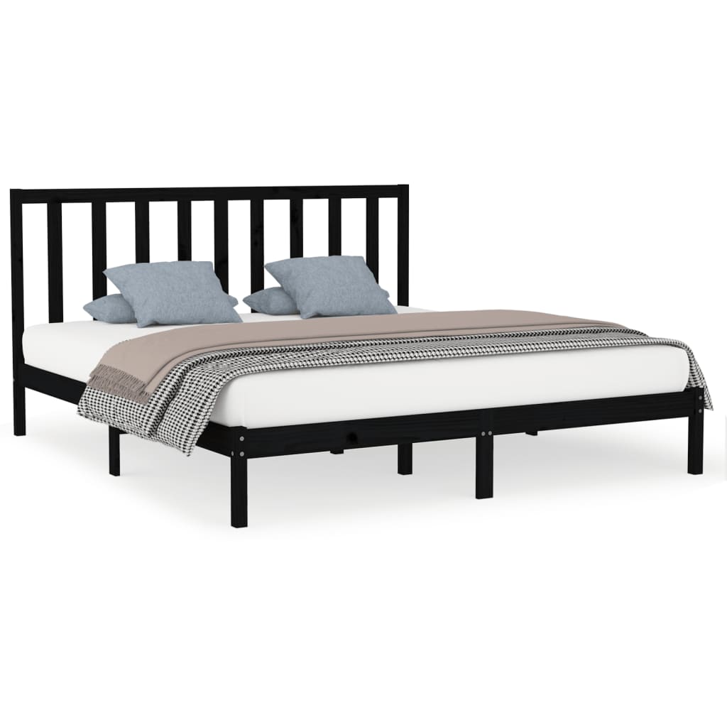 vidaXL Bedframe massief hout zwart 180x200 cm