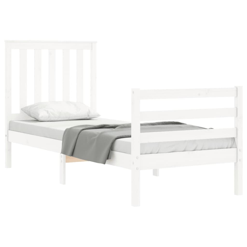 vidaXL Bedframe met hoofdbord massief hout wit