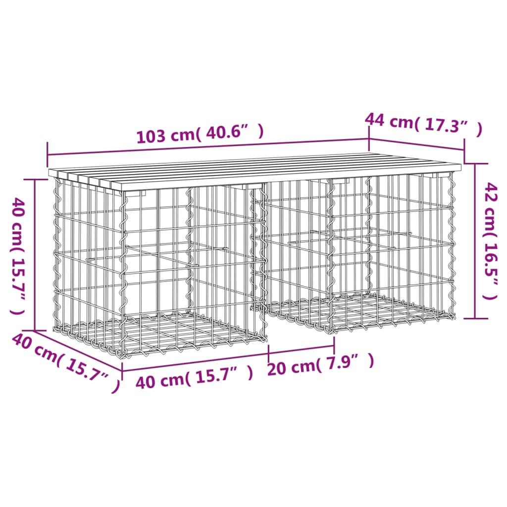 vidaXL Tuinbank Schanskorfontwerp 103x44x42 cm massief grenenhout