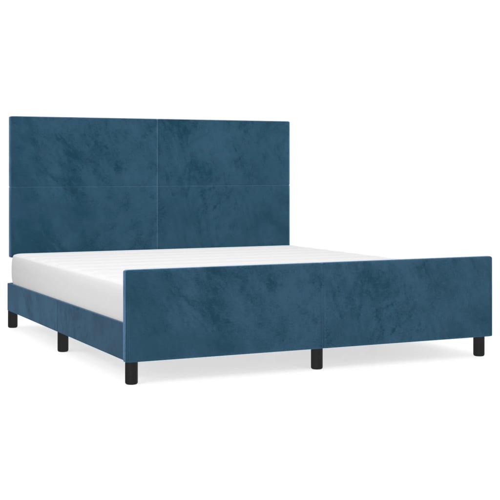 vidaXL Bedframe zonder matras 160x200 cm fluweel donkerblauw