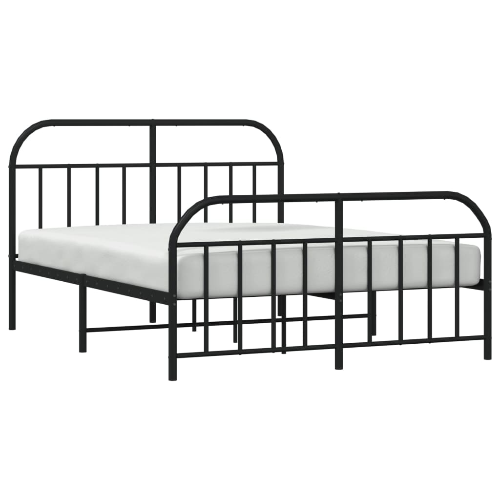 vidaXL Bedframe met hoofd- en voeteneinde metaal zwart 140x190 cm