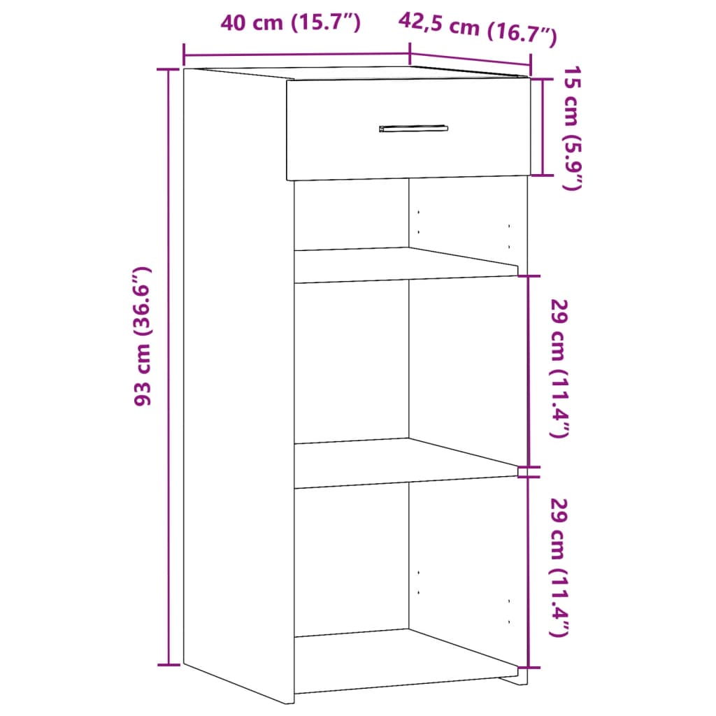 vidaXL Dressoir 40x42,5x93 cm bewerkt hout gerookt eikenkleurig