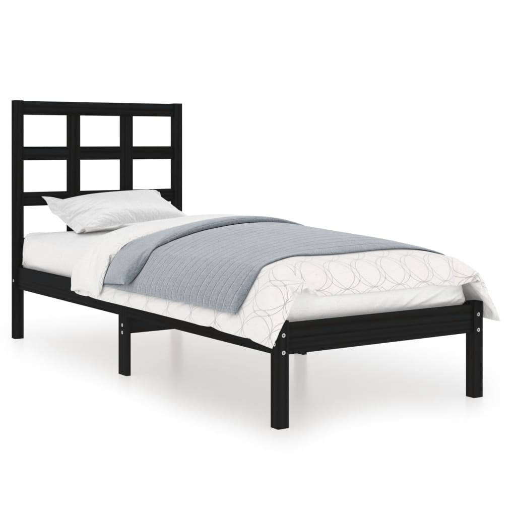 vidaXL Bedframe massief hout zwart 90x190 cm