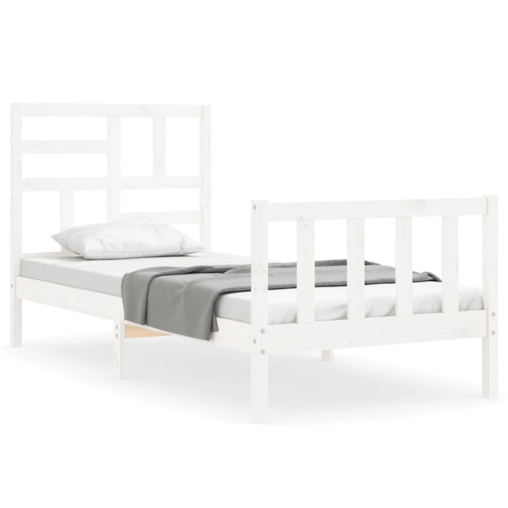 vidaXL Bedframe met hoofdbord massief hout wit