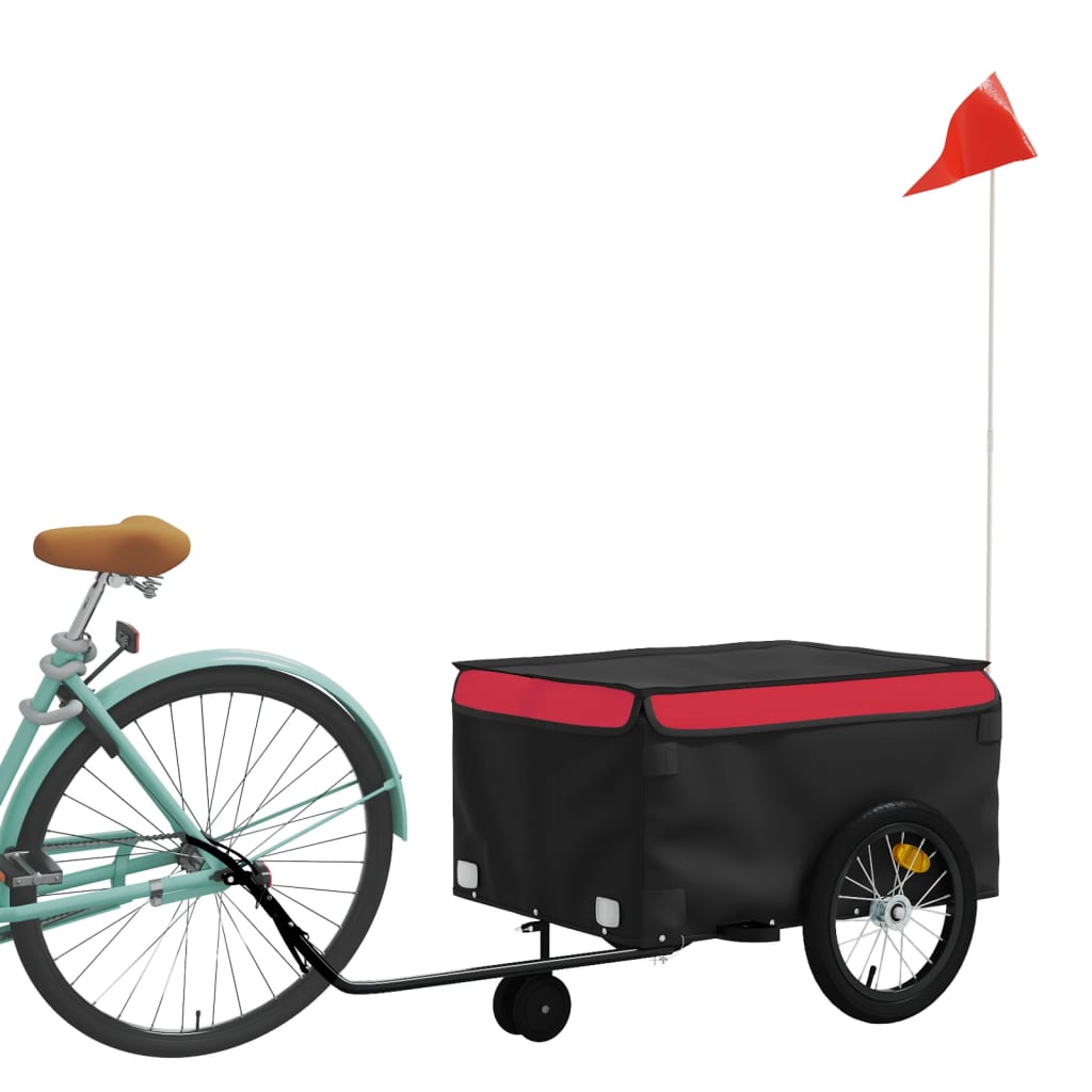 vidaXL Fietstrailer 45 kg ijzer zwart en rood