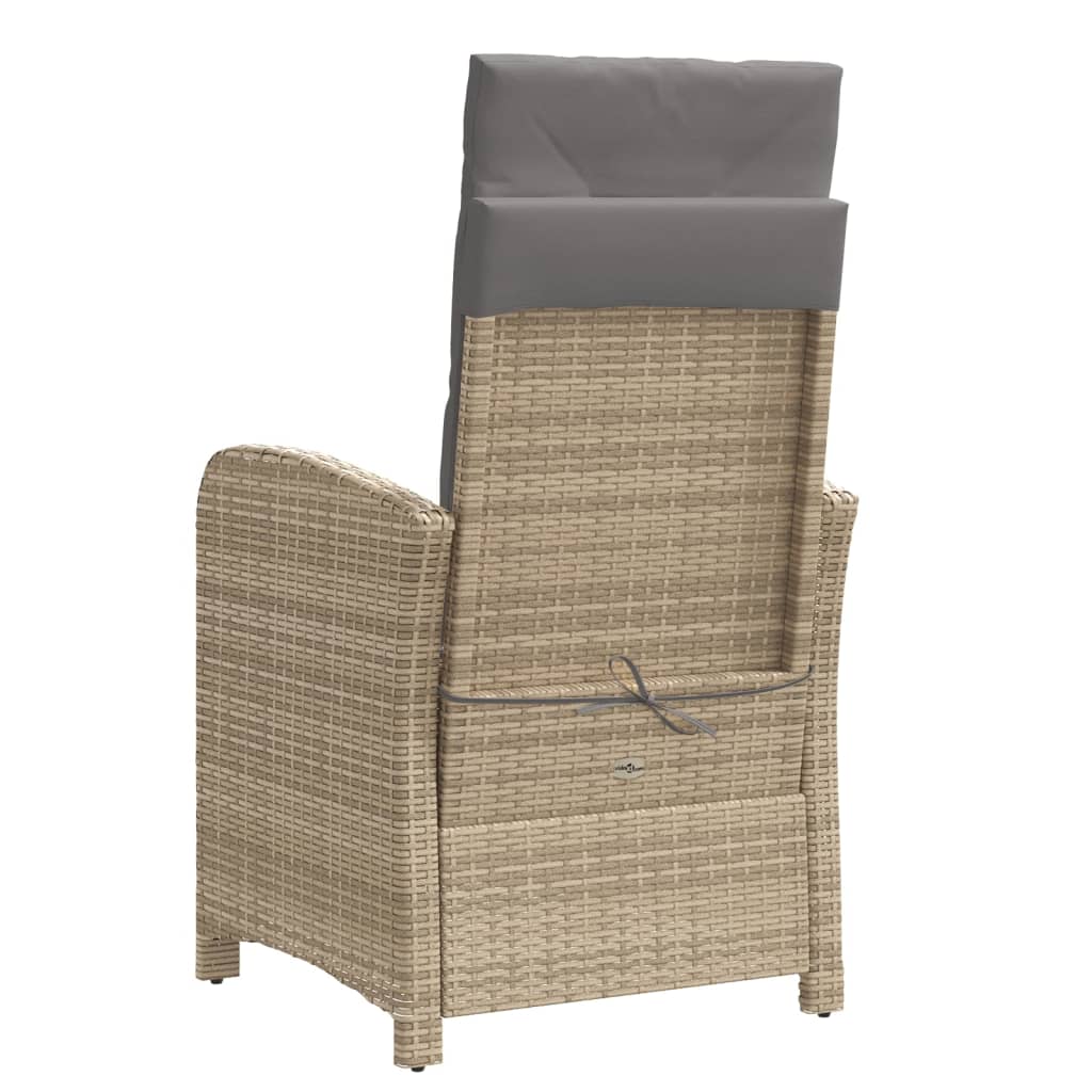 vidaXL Tuinstoelen 2 st verstelbaar voetensteun poly rattan beige mix