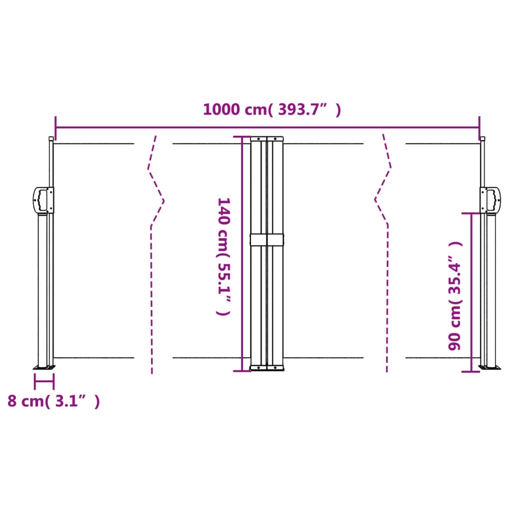 vidaXL Windscherm uittrekbaar 140x1000 cm wit