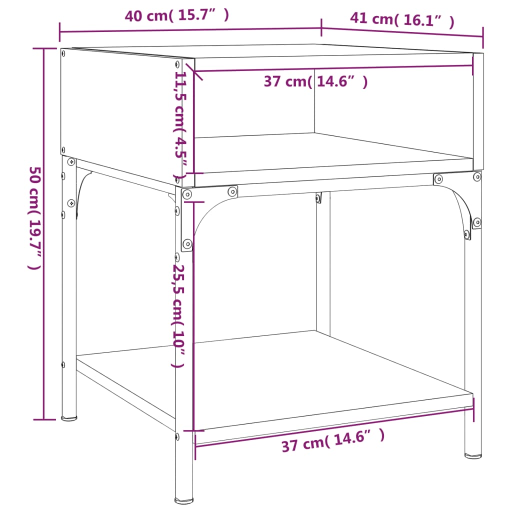 vidaXL Nachtkastjes 2 st 40x41x50 cm bewerkt hout sonoma eikenkleurig