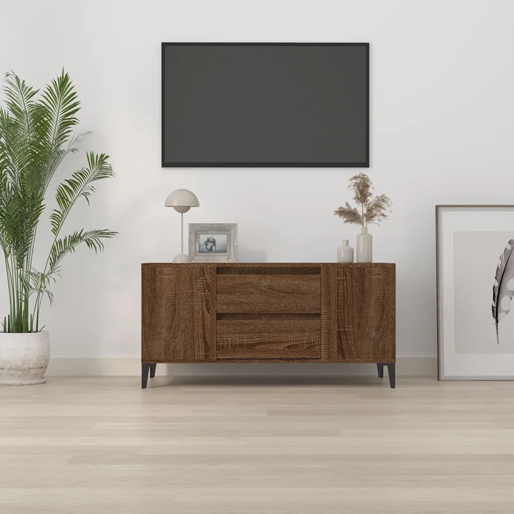 vidaXL Tv-meubel 102x44,5x50 cm bewerkt hout bruin eikenkleur